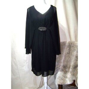 Connected Apparel Formal Dress Occasion Cocktail Black Cape Size 12 NWT